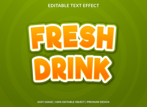 vers drankje teksteffect bewerkbare sjabloon premium vector