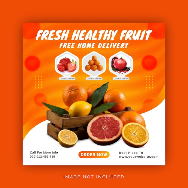 Vers fruit collectie sociale media banner advertentie concept instagram bericht sjabloon