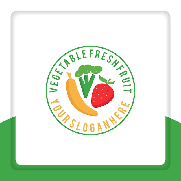 Vers fruit logo ontwerp groente voor commercie supermarkt