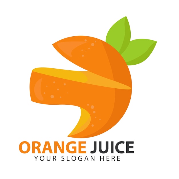 Vers gehakt oranje logo. Sinaasappelsap-logo met uw slogan