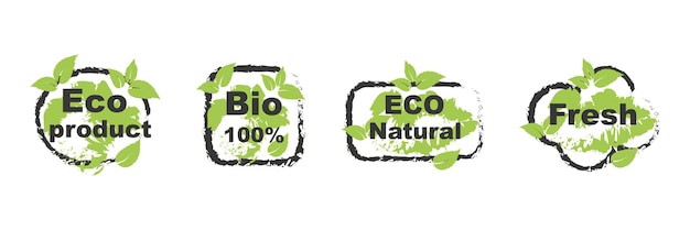 Vers gezond biologisch veganistisch voedsellogo-etiketten en -tags Eco-stickers voor het labelen van pakketvoedselcosmetica Set Vegan eco bio biologisch vers gezond natuurlijk voedsel