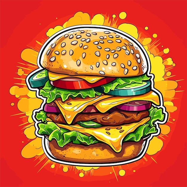vers hamburger fastfood met rundvlees en kaas fastfoodmenu Illustratie