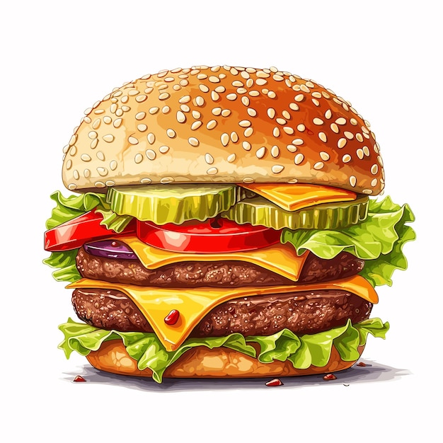 vers hamburger fastfood met rundvlees en kaas fastfoodmenu Illustratie