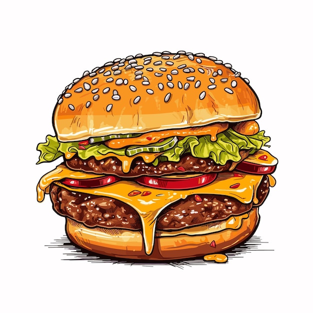 vers hamburger fastfood met rundvlees en kaas fastfoodmenu Illustratie