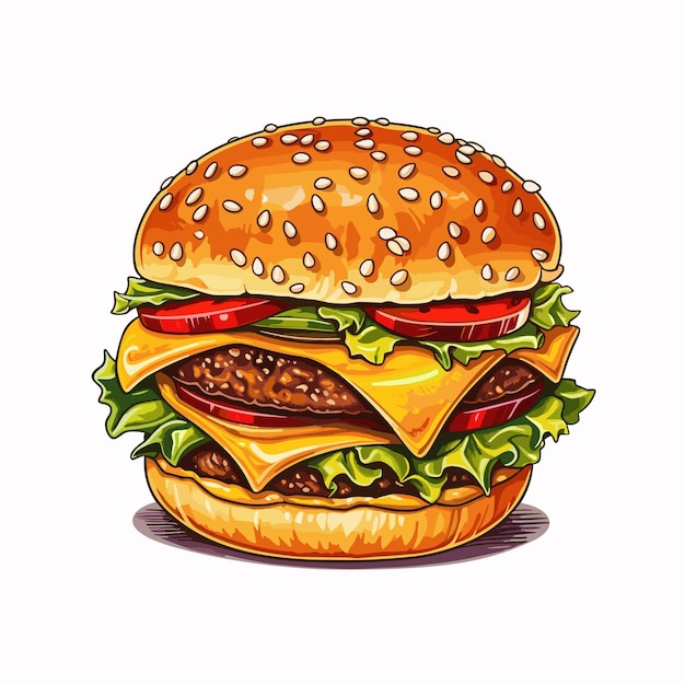 vers hamburger fastfood met rundvlees en kaas fastfoodmenu Illustratie