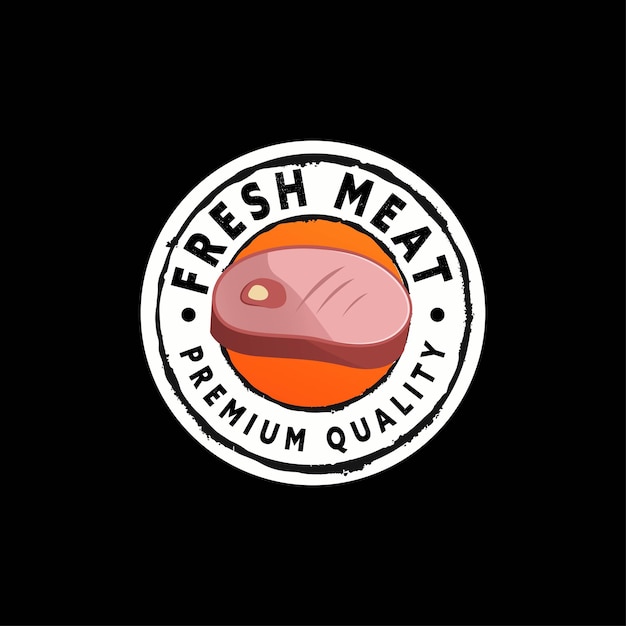 Vers vlees vintage embleem logo sjabloon