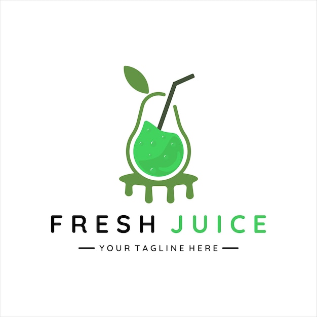 Vers vruchtensap logo vector illustratie sjabloon pictogram ontwerp smoothie avocado drinken drank