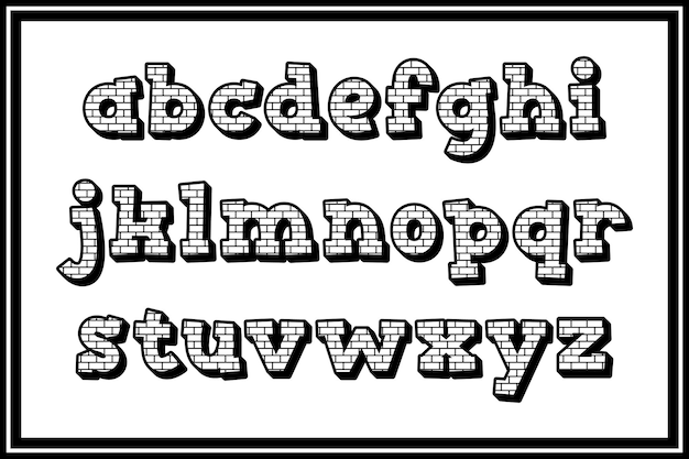 様々な用途のレンガの壁のアルファベット文字の多様なコレクション
