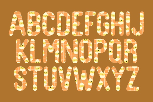 Vector versatile collection of chick charm alphabet letters for various uses