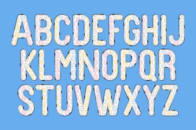 Vector versatile collection of easter parade alphabet letters for various uses