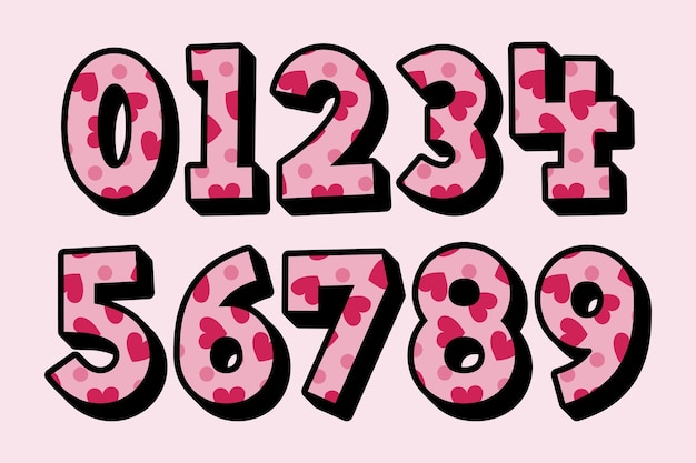 Vector versatile collection of love story numbers for various uses