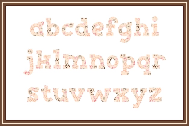 ベクトル 様々な用途の犬の足のアルファベット文字の多様なコレクション