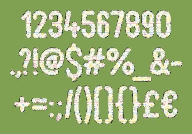 벡터 다양한 용도로 사용 할 수 있는 파스텔 달 번호와 점자 표기법의 다재다능한 컬렉션