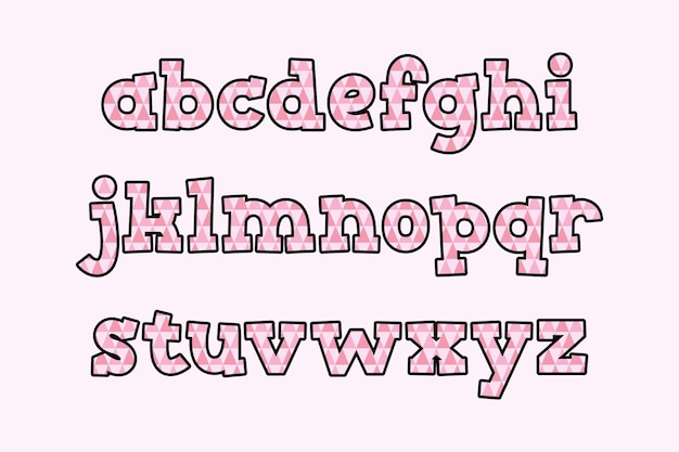 Vector versatile collection of pink zigs alphabet letters for various uses