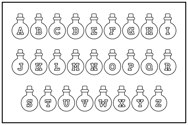 Vector versatile collection of potion alphabet letters for various uses