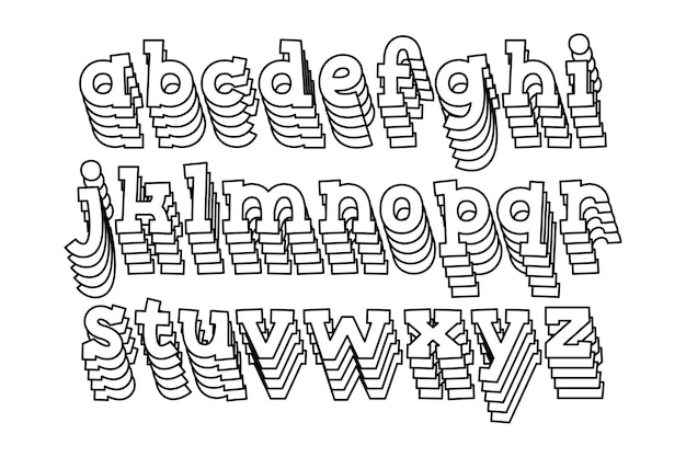 Vettore collezione versatile di lettere dell'alfabeto impilate per vari usi