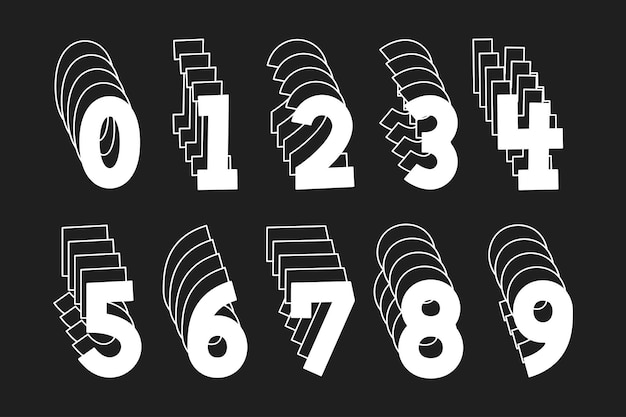 Vector versatile collection of stacked numbers for various uses