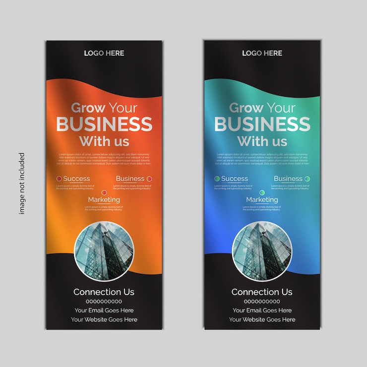 Vector versatile corporate rollup banner design ideaal voor zakelijke evenementen, beurzen en merkpromotie
