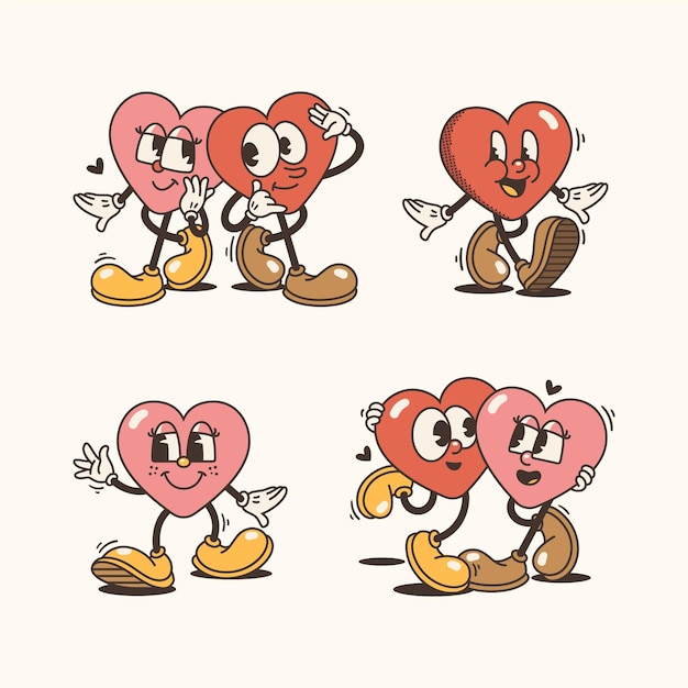 Versatile Heart Mascot Character Set with Varied Poses and Expressions