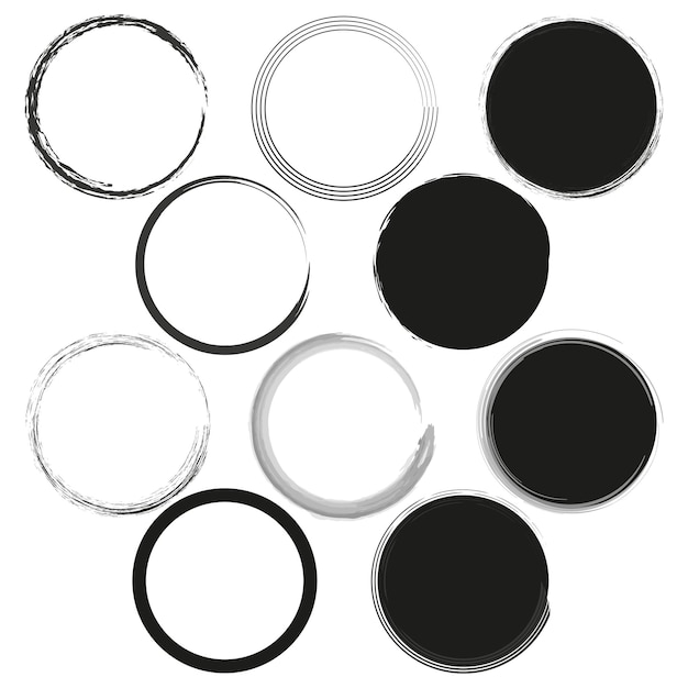 Verscheiden cirkel penseelstreken set Abstract ronde vormen Vector collectie Grunge cirkel grenzen
