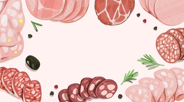 Verscheiden gesneden delicatessen op een lichte achtergrond
