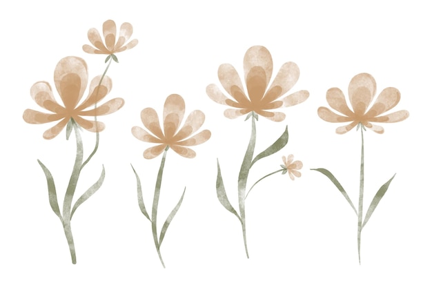 Verscheidenheid aan aquarel trendy bloemen vectorillustratie voor web-app en print