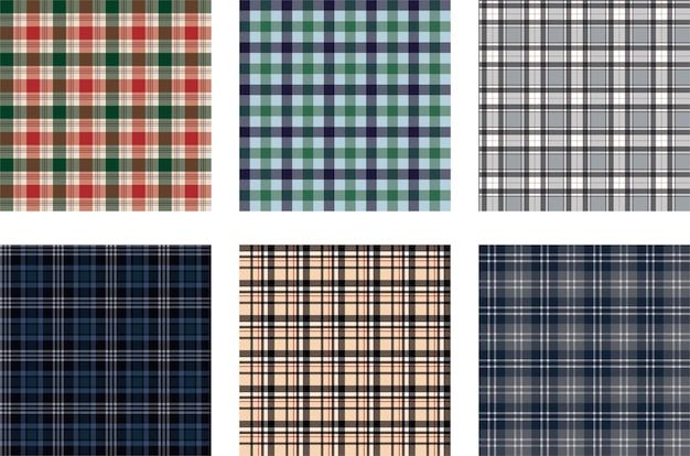 Verscheidenheid aan plaidpatronen in verschillende kleuren en stijlen