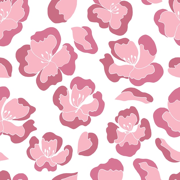 Verscheidenheid van roze trendy kleuren vectorillustratie voor webapplicaties en print elegante vrouwelijke ronde vorm van bloemen bloemen toppen geïsoleerd tuin minimalistische naadloze bloemmotief