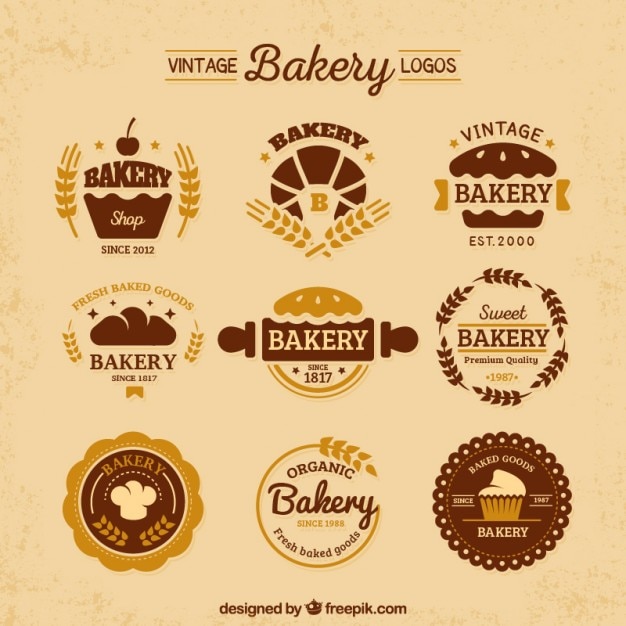Verscheidenheid van vintage flat bakkerij logos