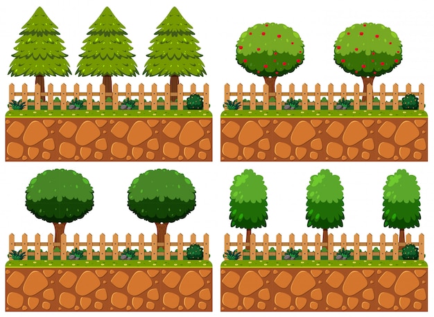 Verschillende boom in het tuinelement