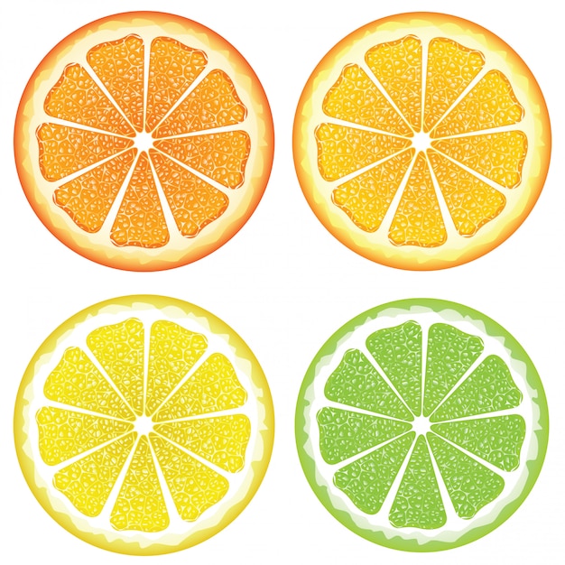 Verschillende citrusvruchtenplakken