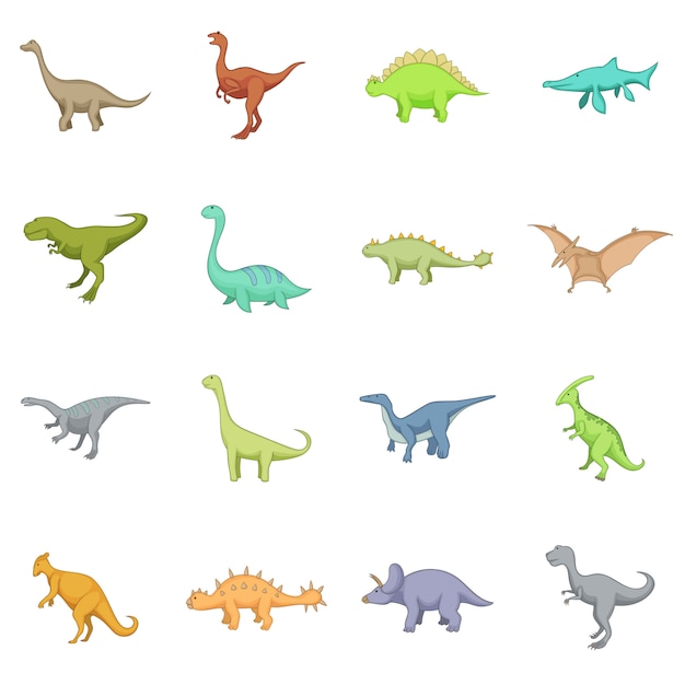 Verschillende dinosaurussen pictogrammen instellen