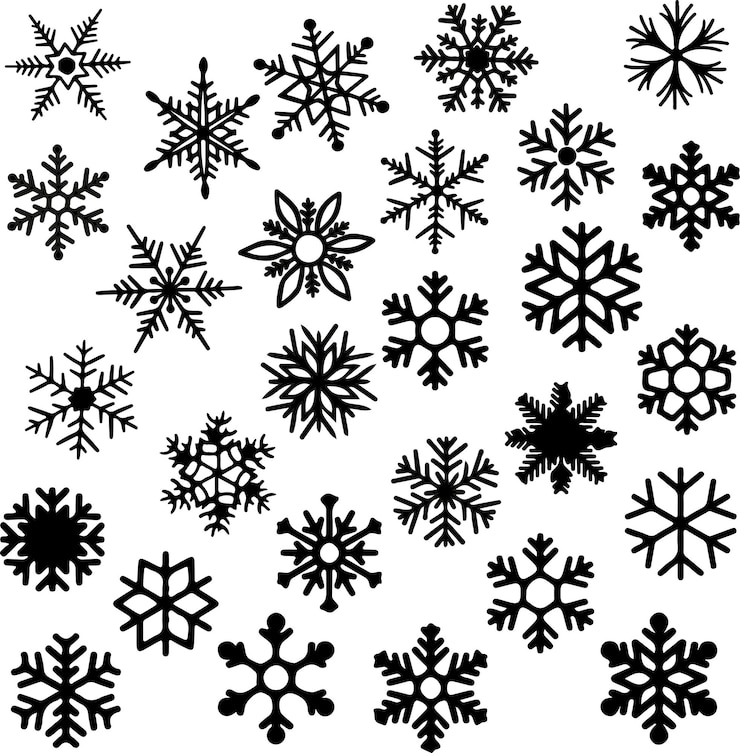 Vector verschillende doodle sneeuwvlokken