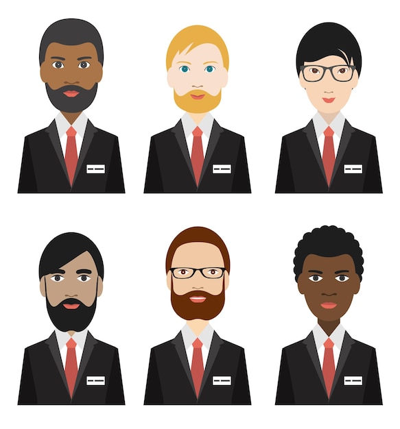 Verschillende etniciteit zakenlieden Flat illustration