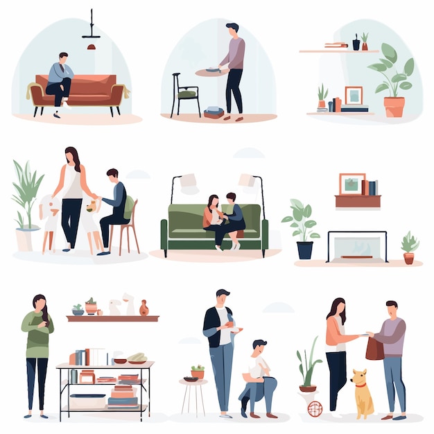 Verschillende_familie_leven_scene_sets_vector