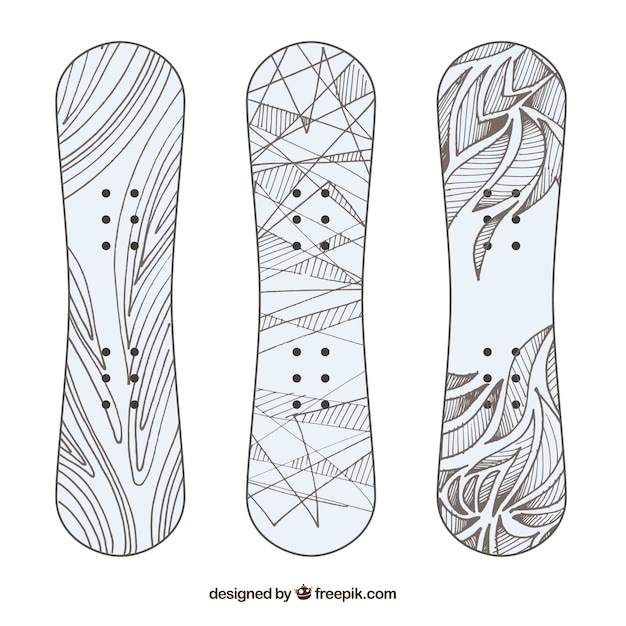 Verschillende hand getrokken abstract snowboards