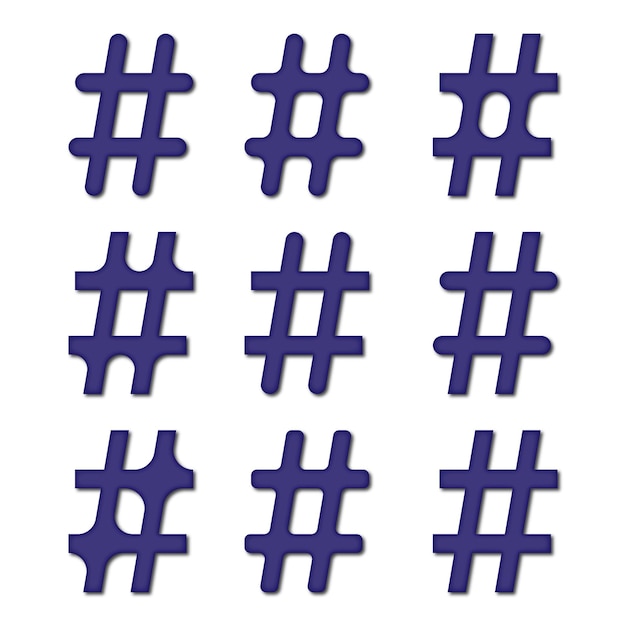 Verschillende hashtag-sjablonen in paars