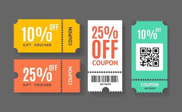 Vector verschillende kleur cadeaubon coupon set vector