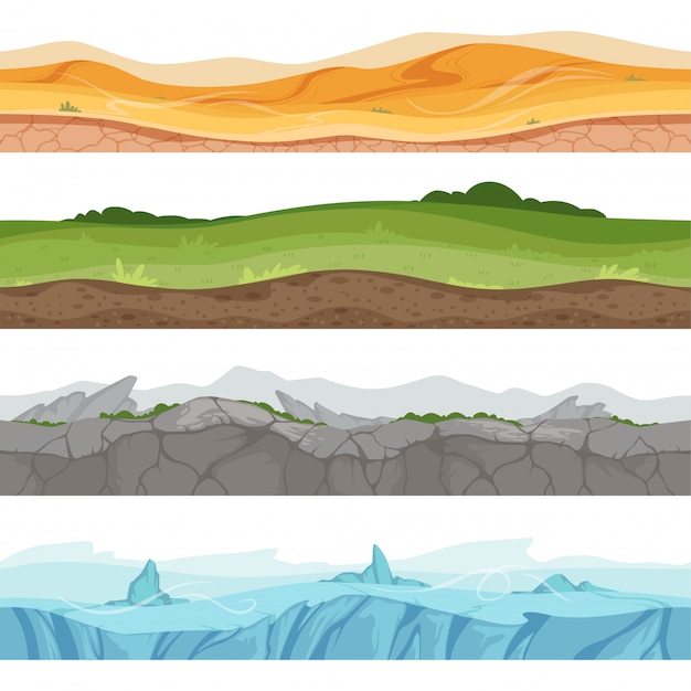 Vector verschillende landschappen banner set