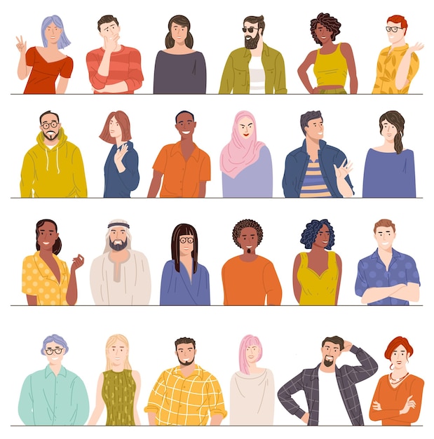 Verschillende mensen avatar van diverse zakelijke team platte ontwerp vector collectie