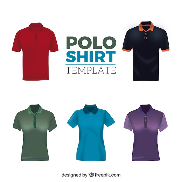 Vector verschillende patronen mannelijke en vrouwelijke polo shirt collectie