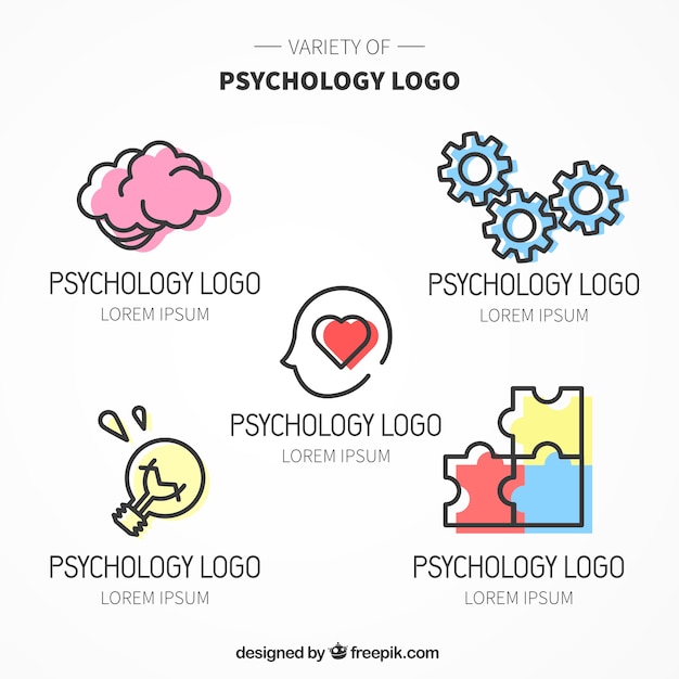 Verschillende psychologie logo's met kleur