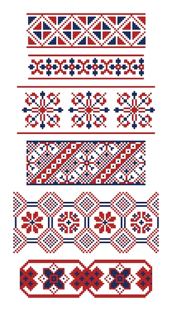 Verschillende randen van Russische ornamenten