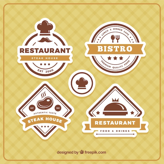 Verschillende restaurant logo's in bruine tinten