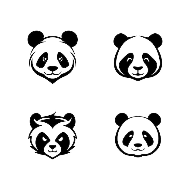 Verschillende schattige panda hoofd logo's