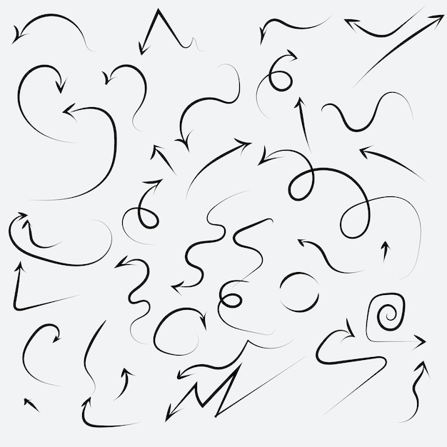 Verschillende schetsmatig Doodle pijlen Hand getrokken eenvoudige symbolen Grunge textuur