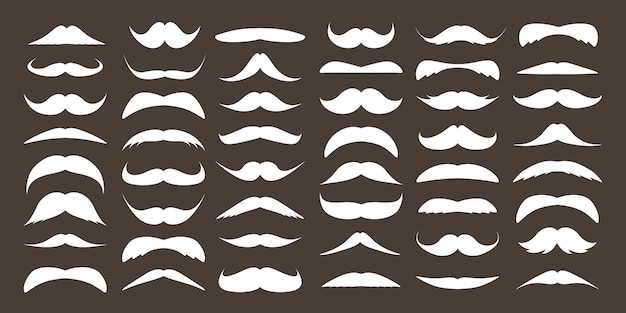 Verschillende snorcollecties Vintage retro snorren gezichtshaar hipster baard Vector illustratie