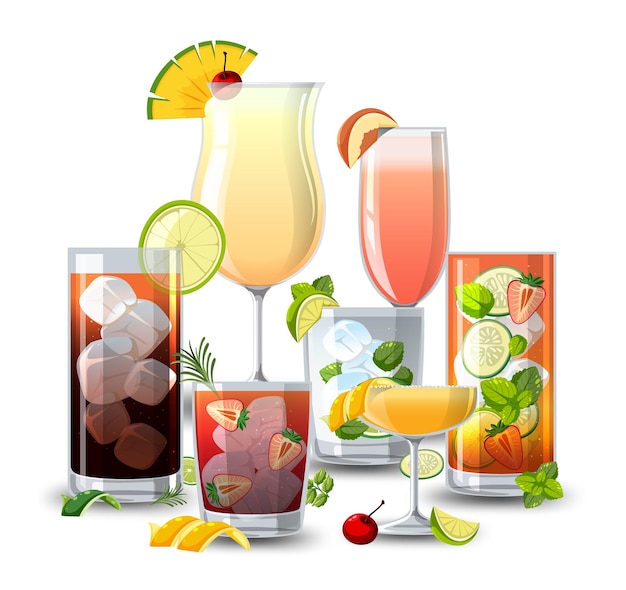 Verschillende soorten cocktails
