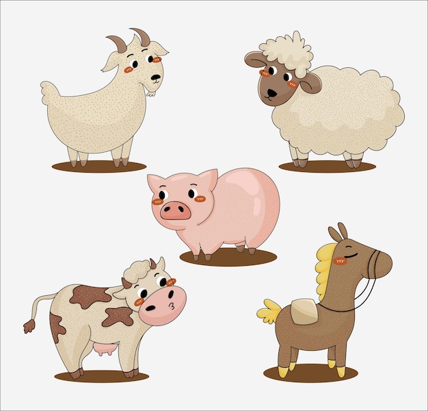 Verschillende soorten dieren in de boerderij vectorillustraties 02