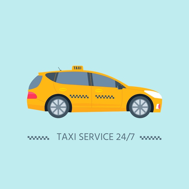 Verschillende soorten machine gele cabine geïsoleerd op een witte achtergrond. Openbaar taxi dienstverleningsconcept. Platte vectorillustratie.